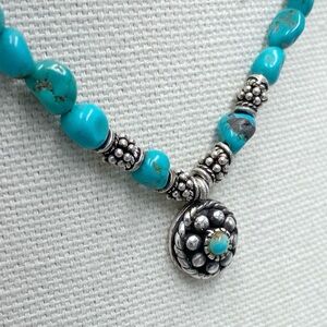 Turquoise Beaded 925 Sterling Silver Necklace